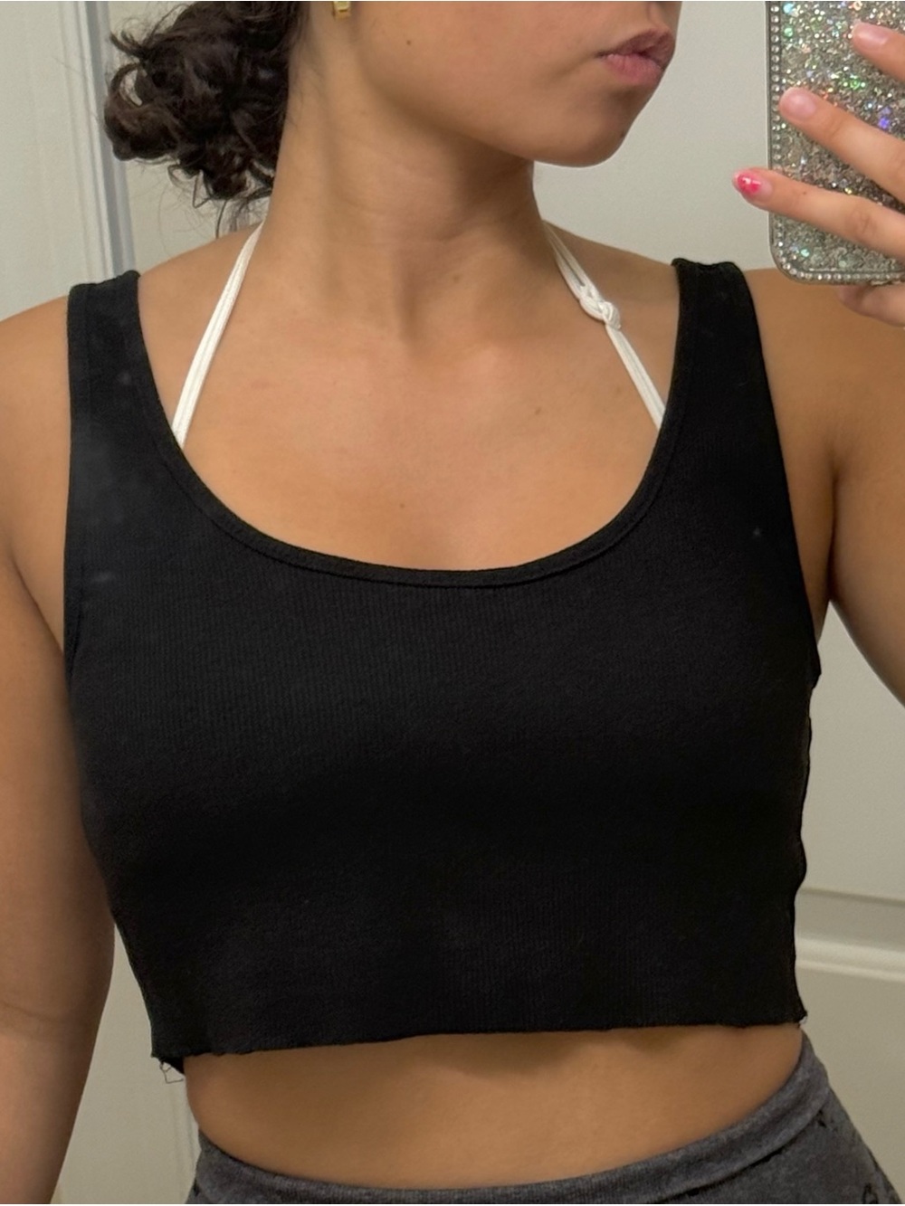 Garage Black Ribbed Bandeau Crop Top